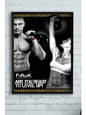 (PSTER11959) Level Up Vücut Geliştirme Body Building Fitness Çerçeveli Tablo (30 x 40CM)