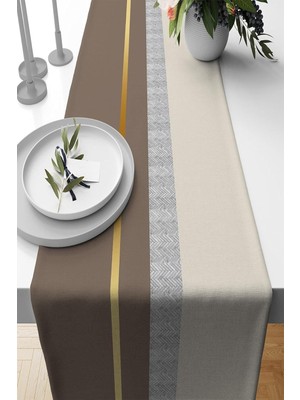Bej Dokuma Kumaş Premium Tay Tüyü Leke Tutmaz Masa Örtüsü Runner 40X140CM RNR488