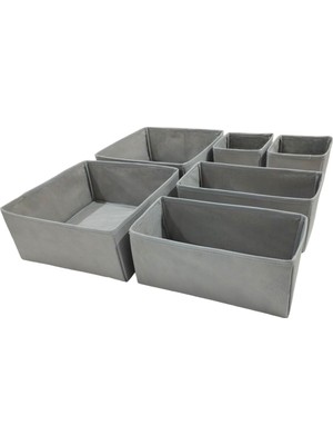 Balkan Room 6'li Gri Çekmece Içi Düzenleyici Organizer Set - Çok Amaçlı Dolap Içi Kutu Seti