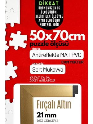 21LIK Puzzle Poster Resim Çerçevesi Pvcli Postersiz Resimsiz Çerçeve (Altın, 50X70)