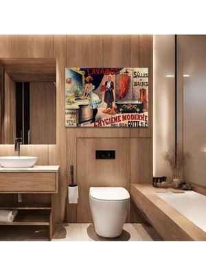 Yatay Kanvas Duvar Tablosu Lavabos De Style Banyo Tablosu 40 x 30 GARTNM8801