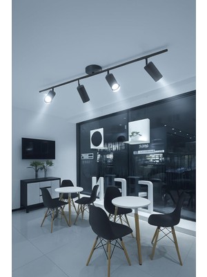 Spoti Modern Tasarım Salon - Mutfak - Banyo Spot Ledli Sıralı Avize (Siyah, 80 Cm, 3000, Kelvin)