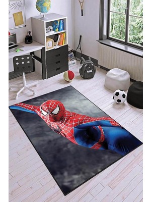 Viva Home Örümcek Adam Makinede Yıkanabilir Kaymaz Tabanlı Çocuk Halısı