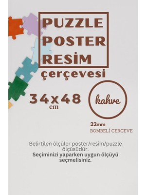 22LIK Puzzle Poster Resim Çerçevesi Pvcli Postersiz Resimsiz Çerçeve (Kahverengi, 34X48)