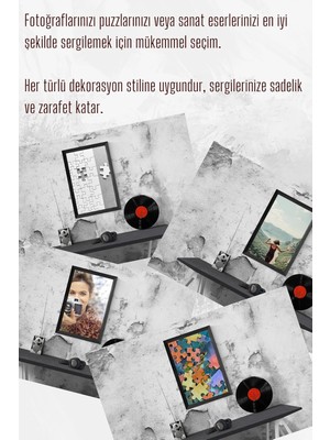 21LIK Puzzle Poster Resim Çerçevesi Pvcli Postersiz Resimsiz Çerçeve (Eskitme Gri, 34X48)