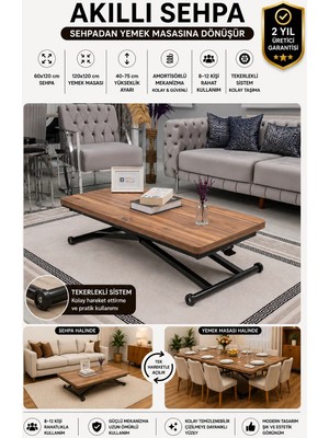 Sehpam Akıllı Home Üst Tabla Mdf Urartu Oval Köşe Alt Ayak Siyah