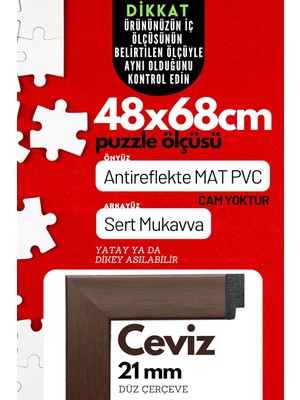21LIK Puzzle Poster Resim Çerçevesi Pvcli Postersiz Resimsiz Çerçeve (Ceviz, 48X68)