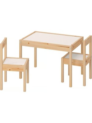 Ikea Latt Çocuk Masası, 2 Sandalyeli, Küçük Odalar Veya Yatak Odaları Için Beyaz/çam