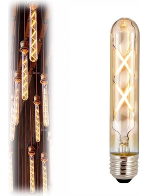 Vintage LED Ampul, E27, 4W, 2500K Sıcak Sarı Işık, Amber Cam, 18,5 Cm, Retro Rustik Ampul Amber