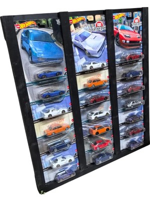 Premium Kart Sergileme Standı, Kartonet Doğal Ahşap Sergileme Vitrini, Oyuncak Araba Rafı