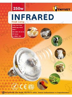 Tnyvet Şeffaf Renk/ınfrared Civciv, Buzağı, Kuzu Isıtıcı Lamba - Ampul 250 Watt