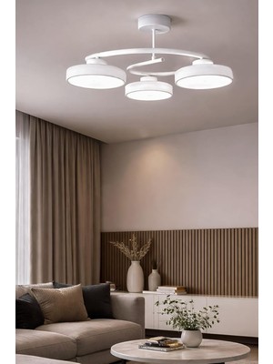 Dönence LED Beyaz Renk Modern Tasarım Enerji Tasarruflu Üç Renk Işık Ledli Dekoratif Avize Sal