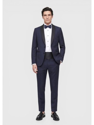 Ramsey Saks Düz Fashion Slim Fit Kelebek Yaka Dokuma Smokin Takım Elbise