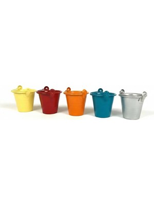 5 Renkli Çok Amaçlı Dekoratif Galvaniz Mini Saksı Kaktüslük Seti