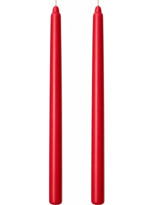 2'li Kırmızı Şamdan Mum Seti 25 cm – Dekoratif Ince Şamdan Mum, Kokusuz Parafin WAX,%100 Pam