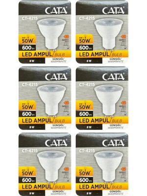 8W (50W) 3000K Sarı Işık GU10 Duylu LED Spot Ampul, 6 Adet