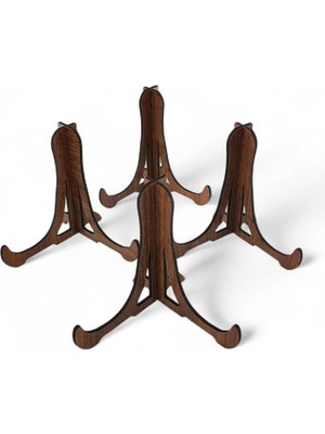 Tabak ve Süs Levhaları Gerçek Ahşap 4'lü Teşhir Ayağı 10 cm x 10 cm Stand