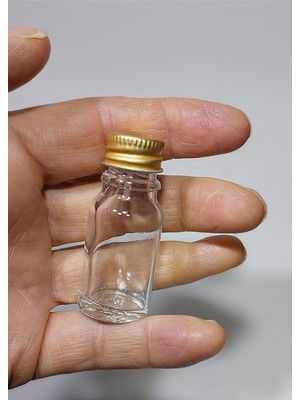 Sampex 10 Adet 10ML Cam Şişe Küçük Gold Metal Kapaklı Çok Amaçlı Shot Şişesi, DAFD3365