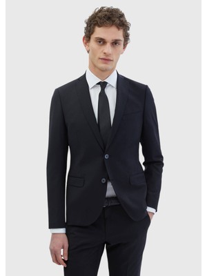 Ramsey Siyah Düz Fashion Slim Fit Yün Karışımlı Takım Elbise
