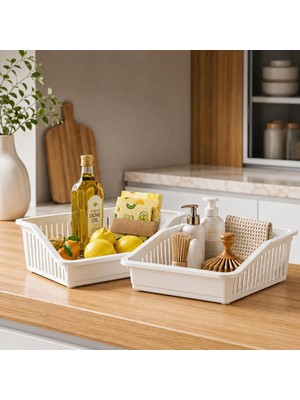 4 Lü Çok Amaçlı Plastik Dolap Içi Düzenleyici Saklama Kutusu Organizer Sepet
