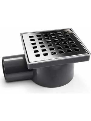 Yer Süzgeci 10X10 Krom Izgaralı Çekvalfli 50 mm Çıkışlı Paslanmaz Banyo Duş Gideri