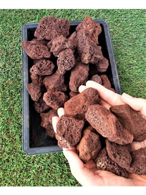 Ekodoğa Dekoratif Pomza Taşı 3 kg 5-10 cm Iri Bahçe Dekor Kırmızı Tarım Pomzası Lav Cüruf