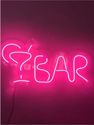 Dekoraven Bar Neon Tabela Neon Yazı LED Dekoratif Duvar Aydınlatması Neon Duvar Dekorasyonu, Barp