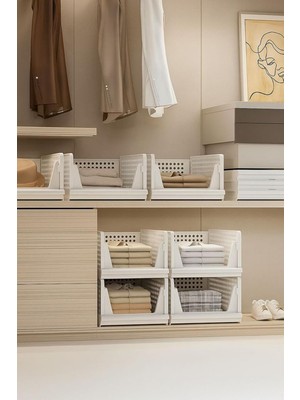 Mithra Life 6 Bölmeli Kayar Raf Organizer Dolap Içi Kıyafet Düzenleyici Beyaz 45X35 cm MIT1262
