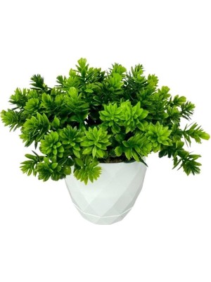 Nettenevime Yapay Çiçek Beyaz Saksıda Lotus Dekoratif Masa Çiçeği 15CM