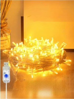 Yenigeldi 10 mt Yılbaşı LED Günışığı USB Girişli Noel Dekorasyon Üç Kademeli, Sarı