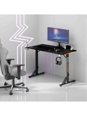 Ergogaming Nova Profesyonel Rgb Oyuncu Masası 112X60 Siyah, Rgb Aydınlatmalı, Karbon Fiber Yüzey