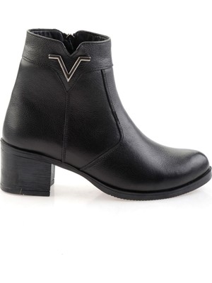 Bambi Siyah Hakiki Deri Kadın Bot & Bootie K02286701303