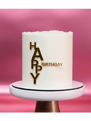 Ege Concept Life Kod 5 Happy Birthday Pleksi Pasta Süsü Gold - 11X11 cm