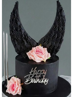 Ege Concept Life Happy Birthday Çubuksuz Pleksi Pasta Süsü Gümüş - 9x7 cm