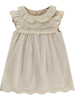 Civil Baby Bebek Yaka Dantelli 6-18 Ay Elbise - Bej