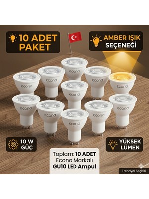 Novo 10W GU10 Spot Ampul GU10 Amber Renk (10 Adet)