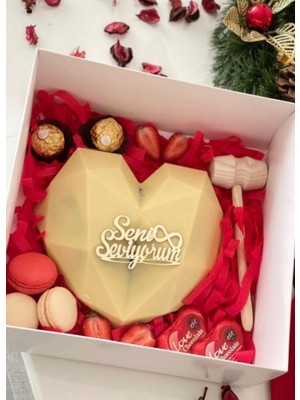Ege Concept Life  Seni Seviyorum Çubuksuz Pleksi Pasta Süsü Gold - 8x5 cm