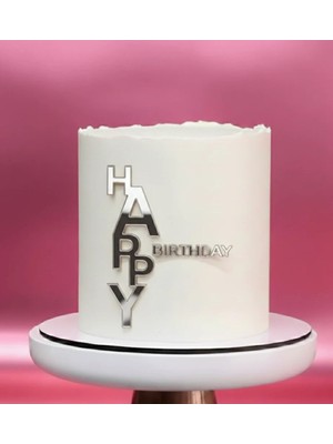 Ege Concept Life Kod 5 Happy Birthday Pleksi Pasta Süsü Gümüş - 11X11 cm