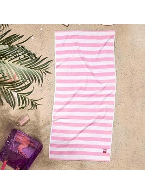 Özdilek Tarzy Line Nakışlı Plaj Havlusu 70X150 cm Pembe