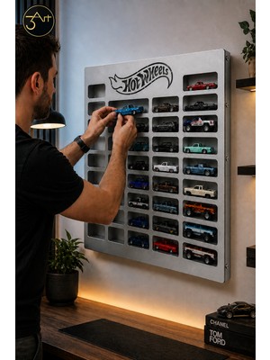 3Art Metal Hot Wheels Araba Koleksiyon Panosu - Oyuncak Araba Sergileme Standı