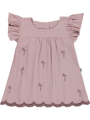 Civil Baby Palmiye Nakışlı 6-18 Ay Elbise - Pembe