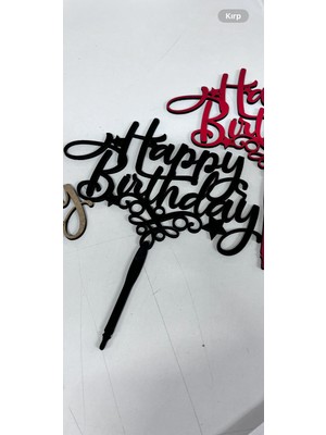 Ege Concept Life Happy Birthday Pasta Süsü Siyah Mdf Çubuklu - 15X9 cm + 7 cm Çubuk