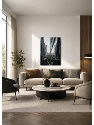 Zera Wall Mdf Tablo Modern Şehir Manzarası ve Mimari Yansıma – Salon, Çalışma Odası ve Ofis Duvar Dekorasyonu
