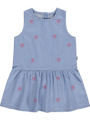 Civil Baby Çiçek Nakışlı 6-18 Ay Elbise - Mavi