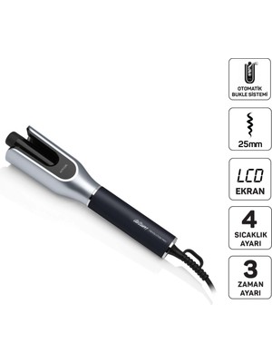 Arzum AR5171 Revolution Pro Otomatik Bukle ve Saç Maşası 25 mm Seramik LCD Ekran Siyah