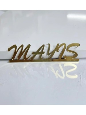 Ege Concept Life Mayıs Yapışkanlı Pleksi Pasta Süsü Gold - 7.5x2 cm