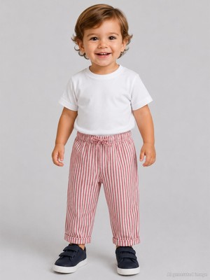 Civil Baby Çizgili 6-18 Ay Pantolon - Kırmızı
