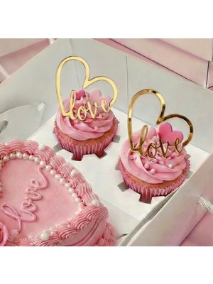 Ege Concept Life Love Cup Cake Boy Pleksi Pasta Süsü Gold - 5x5 cm
