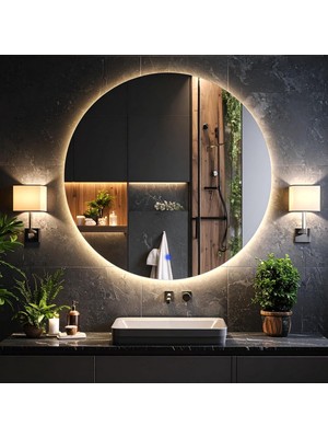 Swirl Led'li Lazer Kumlamalı Lavabo & Banyo Aynası (Dokunmatik Sensörlü) Günışığı LED 60 x