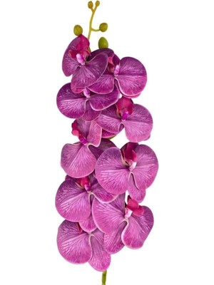 Nettenevime Yapay Çiçek Fuşya Damarlı Islak Orkide Uzun Dal 90 cm Orkide